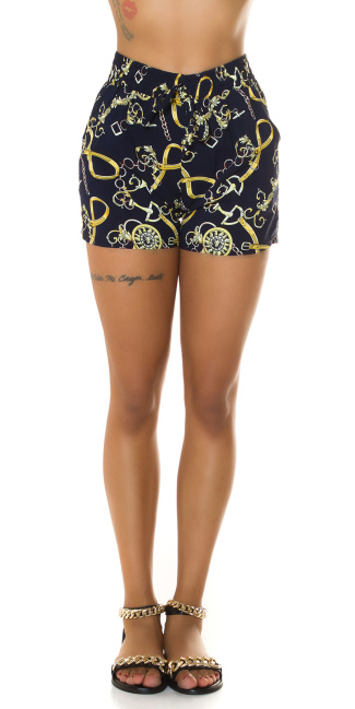 Trendy Highwaist Shorts with chain print Yellow